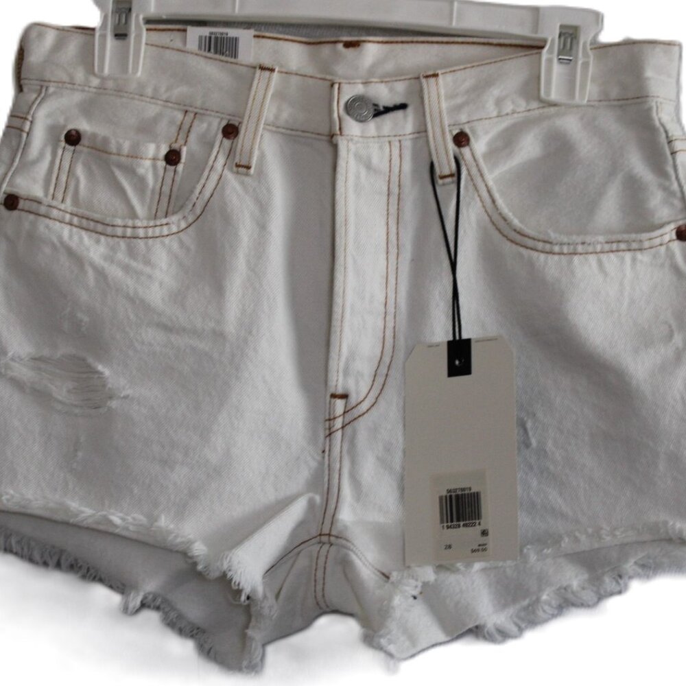 Levis Women's 501 High Rise Shorts White Size 28 NWT